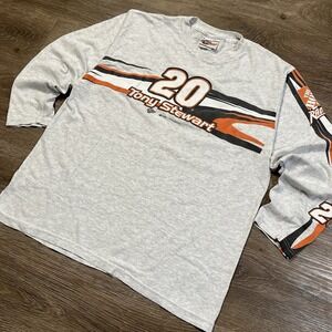 Vintage NASCAR Men Size M Tony Stewart 20 Graphic Print Racing Long Sleeve Shirt